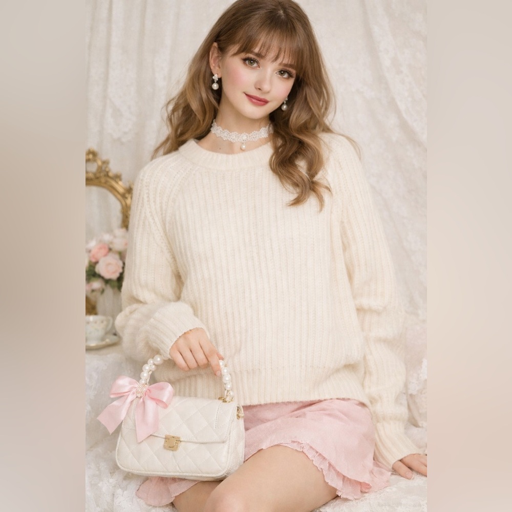 Madewell Ivory Cream Ribbed‎ Knit Sweater | Cozy Soft Minimalist Capsule Staple - Picture 2 of 9